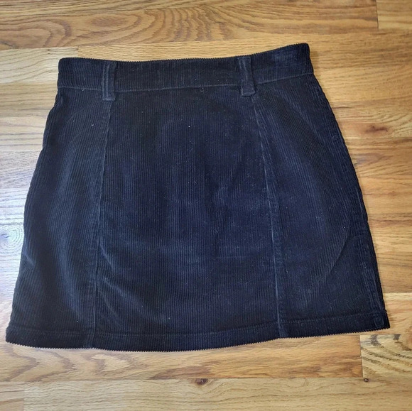 BA&SH Dora Lady Skirt Corduroy Cotton Blend Button Front Mini Black Skirt(8) - Picture 5 of 12